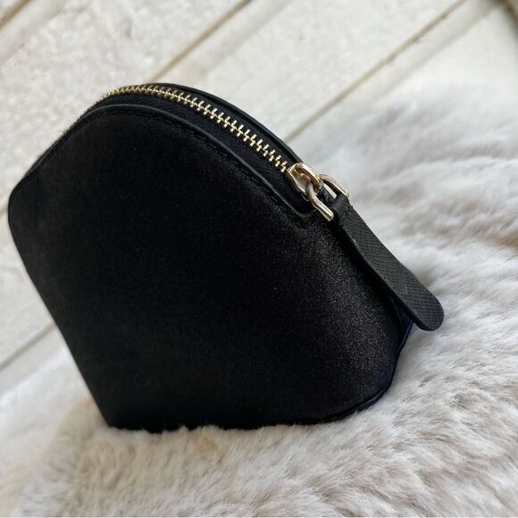 KATE SPADE Black Glitter Schuyler Small Dome Pouch Morgan Cosmetic Bag - Picture 3 of 8